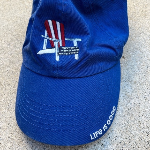 Life is Good Hat Blue Cap Adjustable One Size Summer Flag Beach Relax Strapback - Picture 8 of 8